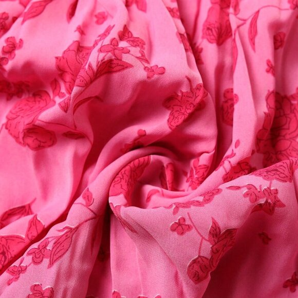 Rose Pink Boho Women's Plus Size Ditsy Floral Pleated Skirt - Picture 6 of 7